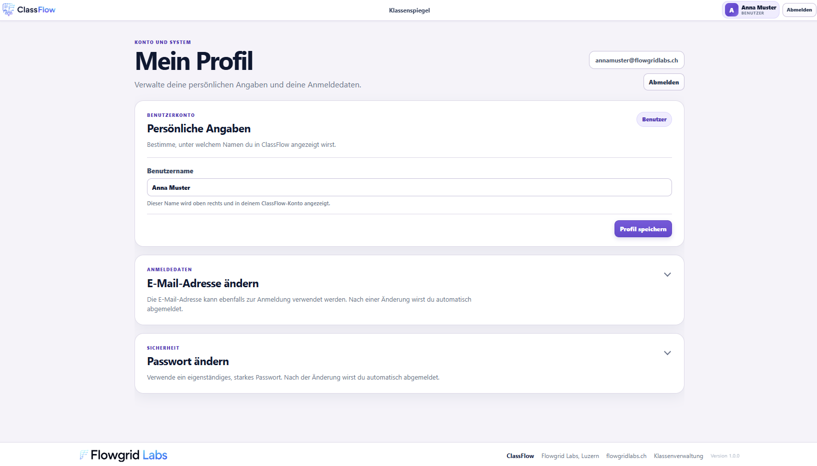 ClassFlow Profilansicht
